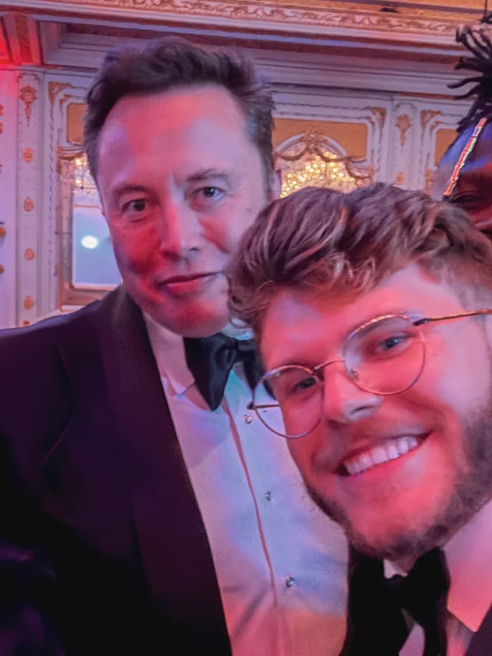 Christian Barker (Bark / Barkmeta) with Elon Musk at a formal event